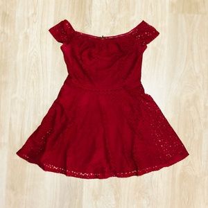 Dark red lace off the shoulder forever 21 dress